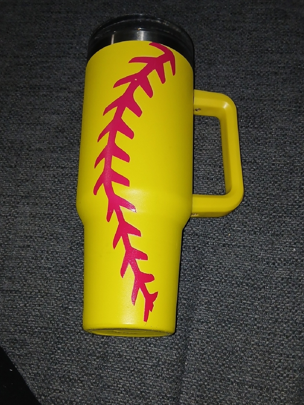 Yellow Softball-Style Travel Mug with Handle - Unbranded